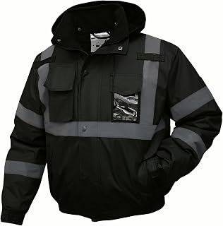 Hi Vis Safety Bomber Jacket for Men, High Visibility Winter Coat