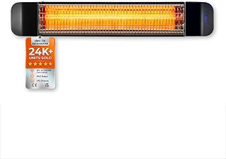 Devola Electric Infrared Patio Heater Wall Mounted 2400W | IP65 Waterproof | WiFi Enabled Radiant Low Energy Heater for Garden | Outdoor & Indoor | 24Hr Timer | LED Display, Remote Control (DVPH2400B)