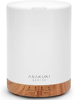 ASAKUKI 300ml Essential Oil Diffuser, Ultrasonic Aroma Diffuser for Essential Oils, Scent Diffuser, Fragrant Humidifier, 3 Timers and Auto-Off, 7 LED Light Colors for Home Office
