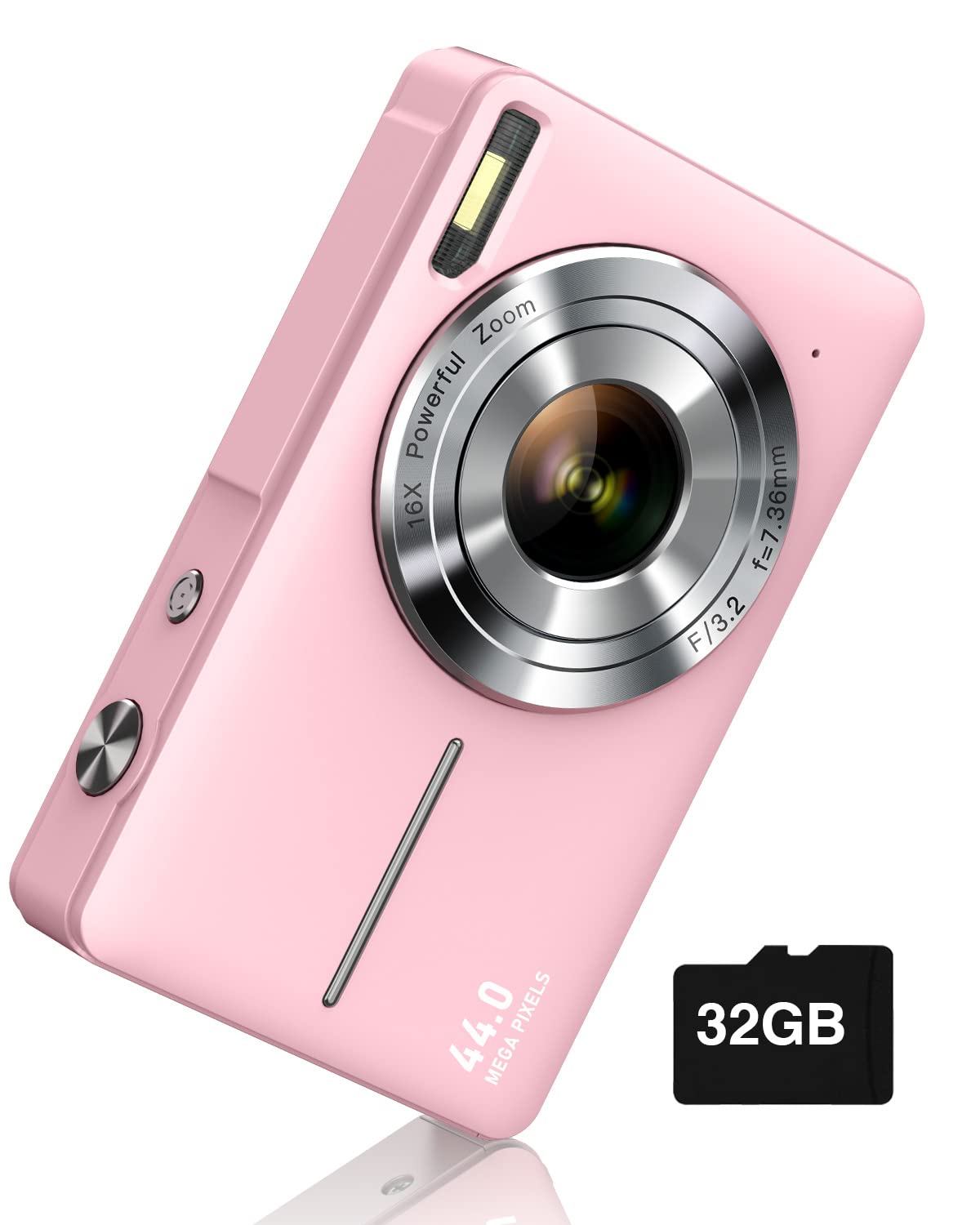 Camkory Digital Camera FHD 1080P with 32G Card 16X Zoom Easy for Kids Pink | Com