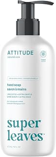 ATTITUDE Hand Soap, EWG Verified, Unscented, 16 oz | Rich Lather, Moisturizing, 99% Naturally Derived, Plant & Mineral Based, Vegan, Liquid Hand Wash