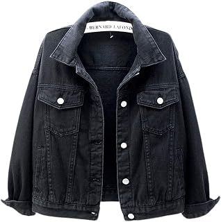ebossy Women Candy Color Loose Fit Denim Jacket Casual Jeans Trucker Jacket