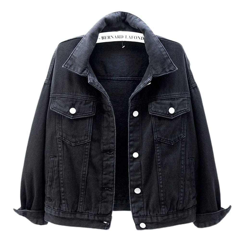 ebossy Women Candy Color Loose Fit Denim Jacket Casual Jeans Trucker Jacket