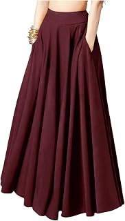 SHENHE Women's Flowy Maxi Skirt High Waisted A Line Casual Long Skirt with Pockets