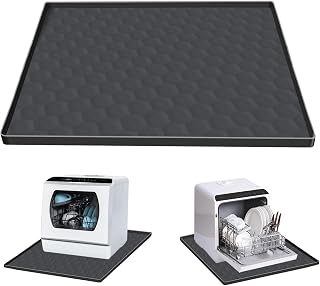 Dishwasher Drain Pan Mat,24''x20'' Dishwasher Drip Tray with Raised Edge,Non-Slip Silicone Dishwashers Drain Pan Floor Mat,Anti-Leakage Dish Washer Tray for Mini Dish Washers(