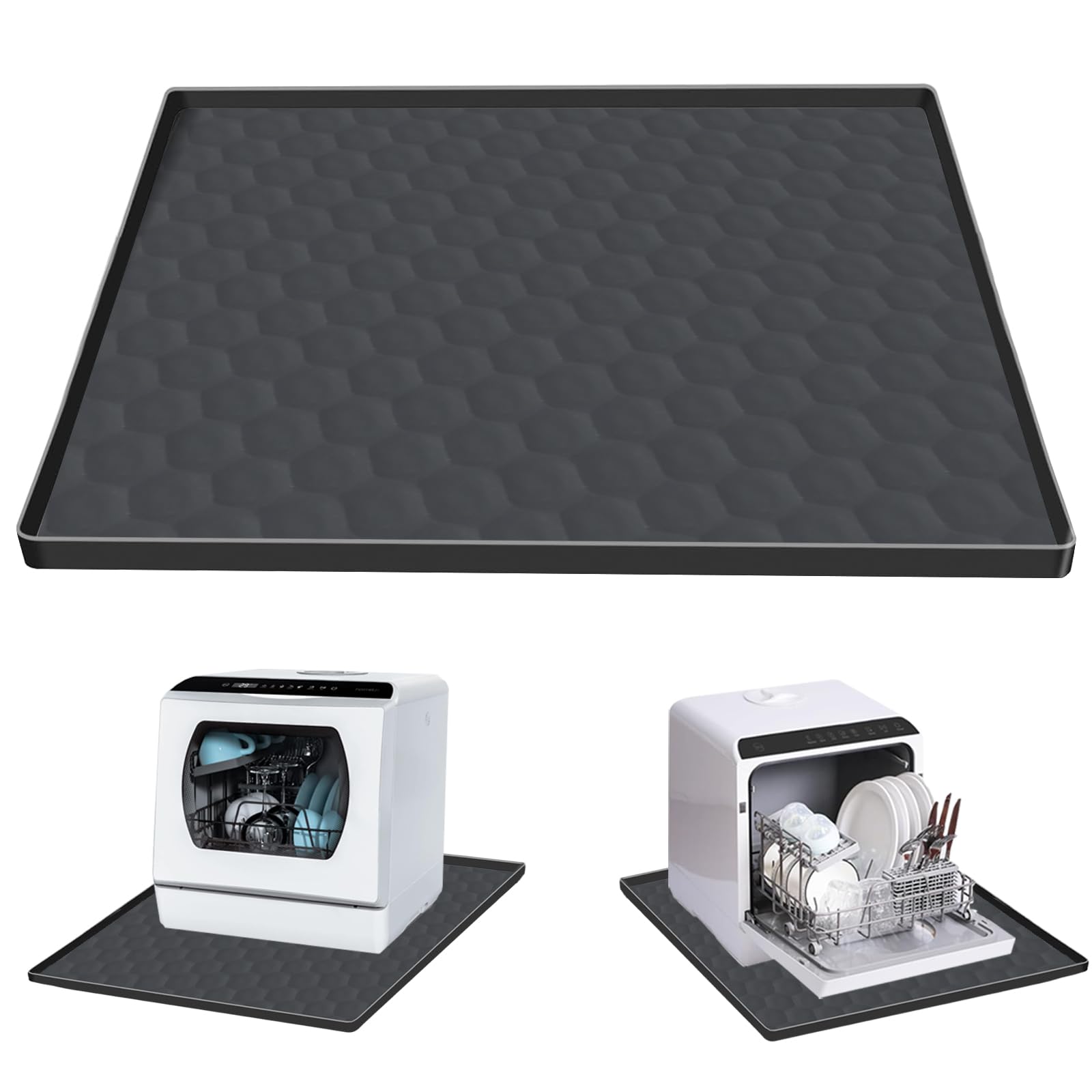 Dishwasher Drain Pan Mat,24''x20'' Dishwasher Drip Tray with Raised Edge,Non-Sli