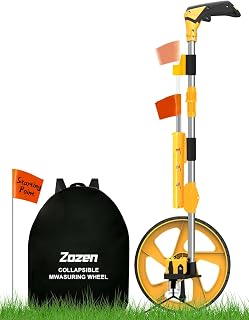 Zozen Measuring Wheel in Feet and Inches, 20 Marking Flags Include, 12.5” | Double Collapsible&Flag Holder, Roller Up to 9,999Ft Industrial with Big Kickstand, Portable Carry Bag, Adapt Various Roads