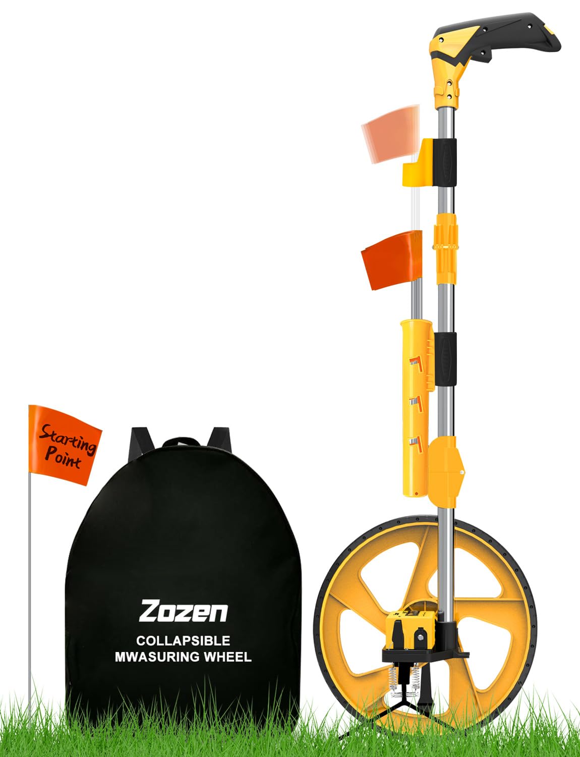 Zozen Measuring Wheel in Feet and Inches, 20 Marking Flags Include, 12.5” | Doub