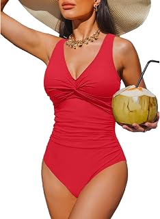 Holipick Women's Tummy Control One Piece Swimsuit - Push Up Swimsuit Full Coverage Slimming Bathing Suit