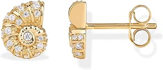PAVOI 14K Gold Plated Seashell Stud Earrings for Women, Statement Earring