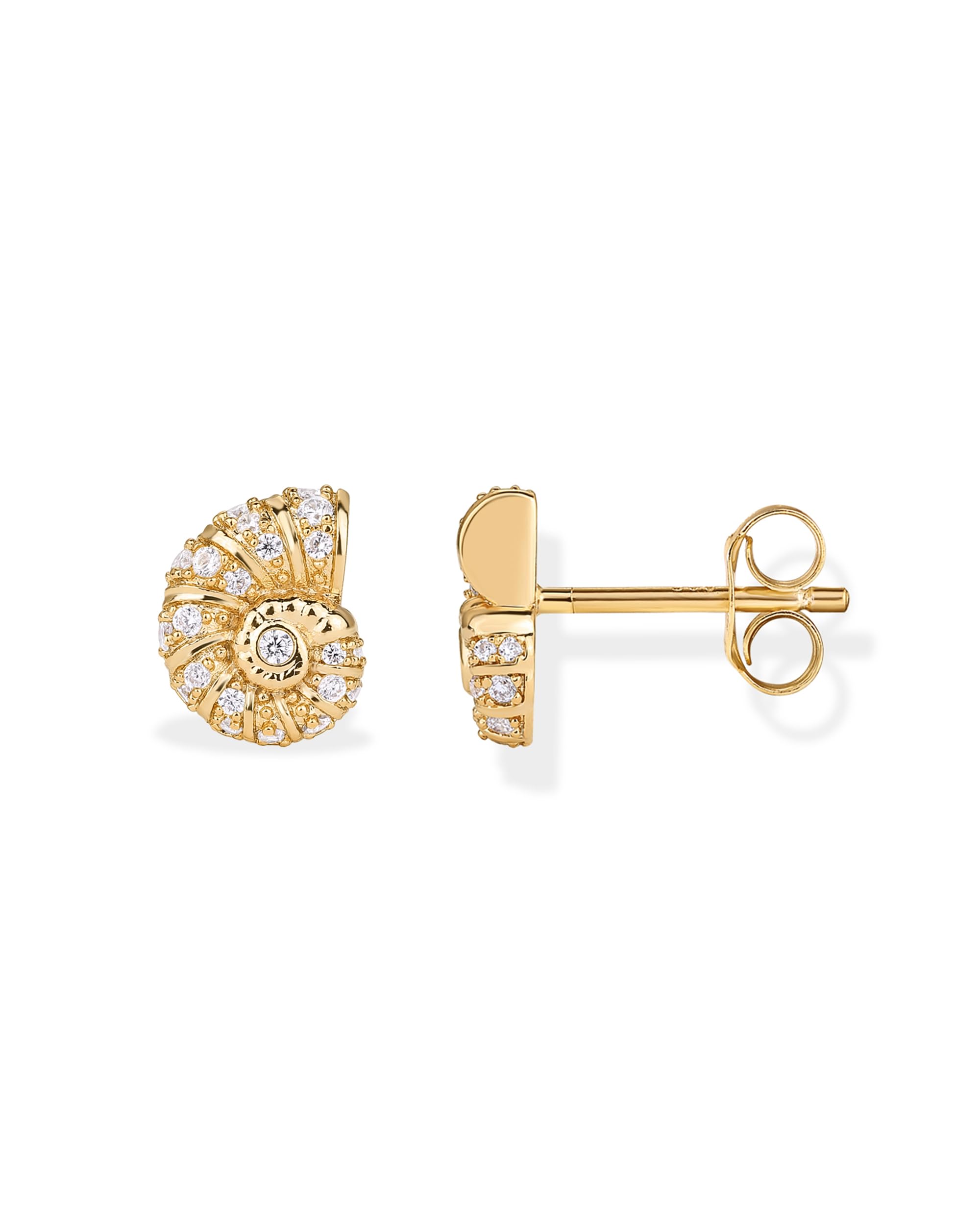 PAVOI 14K Gold Plated Seashell Stud Earrings for Women, Statement Earring