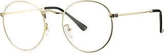 Pro Acme Round Metal Glasses for Women Men, Vintage Clear Lens Eyewear | Classic Circle Frame with Lightweight Metal Design, Adjustable Nose Pads for Everyday Wear