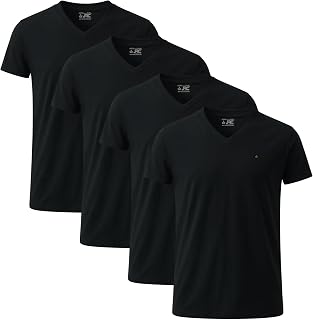 3 Pack 4 Pack Men's Short Sleeve Long V-Neck T Shirts Comfortable V-Neck T-Shirts for Gym, Running, Workout and Casual Outings