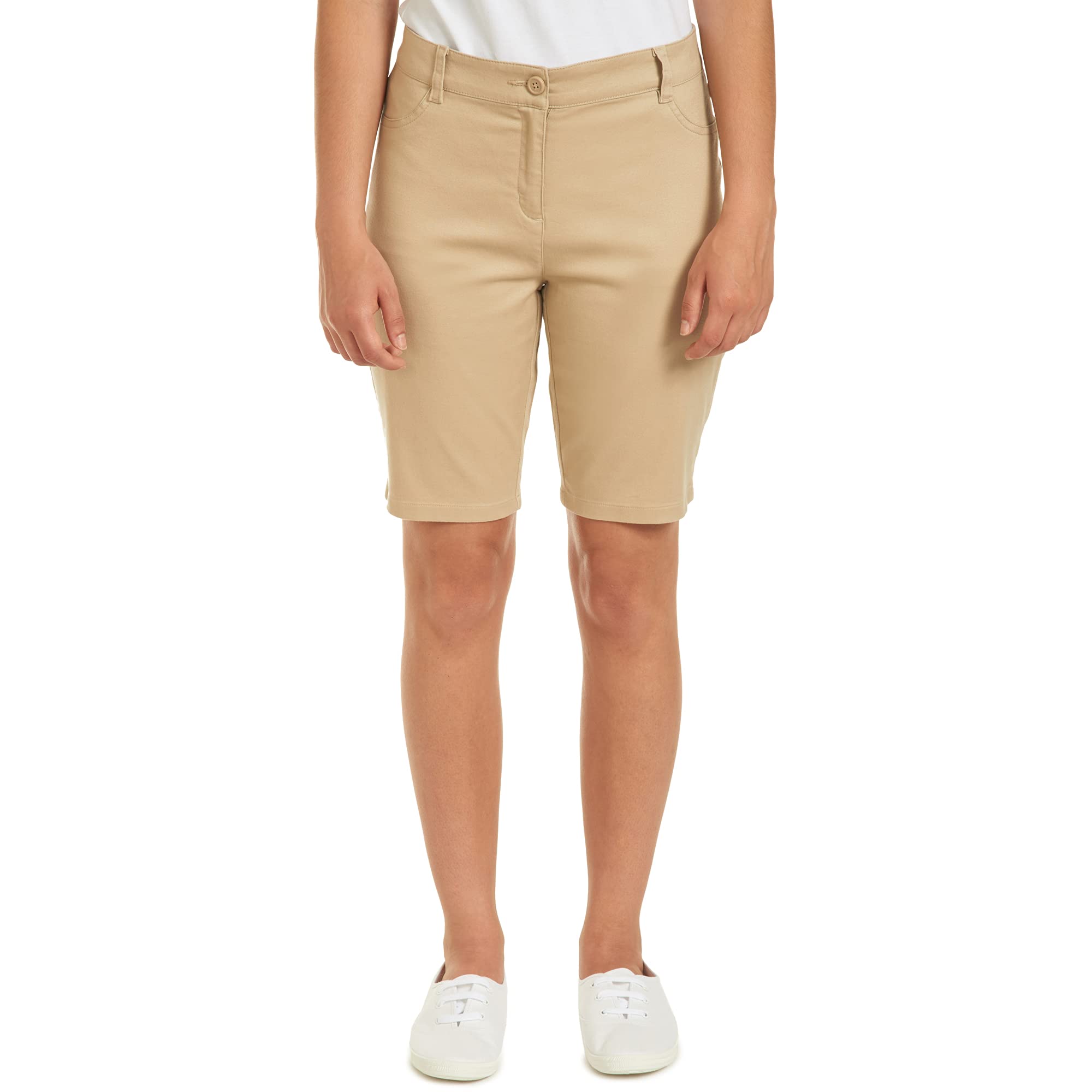 Izod Bermuda da Donna, Stile Skinny con Chiusura a Gancio e Occhiello, in Twill 