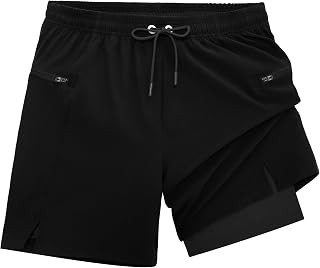 veepro Mens Running Shorts 2 in 1 Quick Dry Gym Workout Shorts Lightweight 7" Athletic Exercise Training Shorts with Compression Liner Zip Pocket