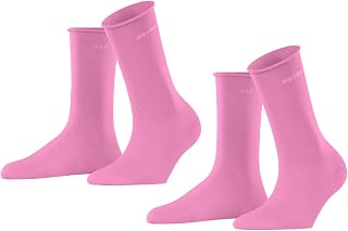 ESPRIT Women's Basic Pure 2-Pack Breathable Socks Organic Sustainable Cotton Without Pressure on Calf Suitable for Diabetics Solid Color Flat Toe Stitching Multipack Pack of 2 Pairs
