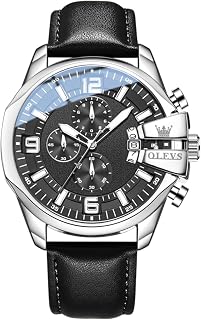 OLEVS Men's Business Diamond Easy Read Analog Luxury Stainless Steel Waterproof Luminous Watch