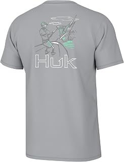 HUK Mens Fishing Graphic Tee, Performance Short Sleeve, Quick-Dry