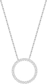 Dazzlingrock Round White Natural Diamond Circle Pendant Necklace