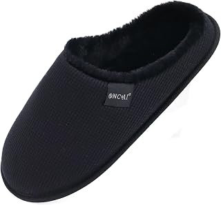 ONCAI Women's House Slippers, Cushion Memory Foam Waffle Upper Home Comfortable Warm Winter Cozy Soft Lightweight Indoor Best House Shoes Non-slip Rubber Sole US Size 5-11