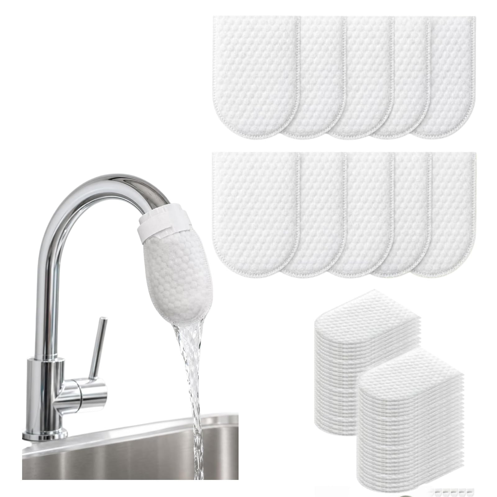 Tap Water Filter Bags 100pcs with 10 Cable Ties Kitchen Sink Faucet Filter Tap F