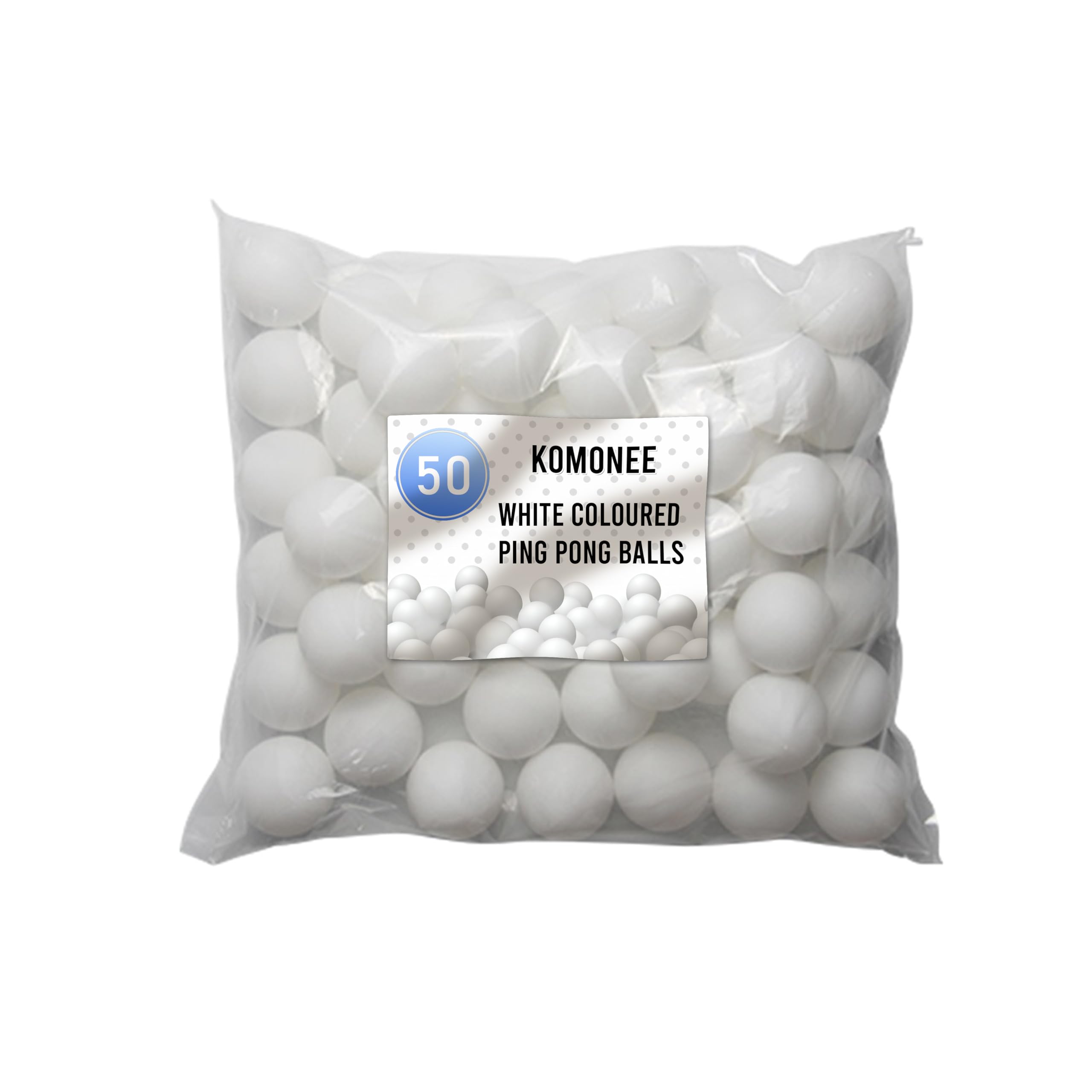 50 x White Ping Pong Balls Table Tennis 40mm No Logos Plain Ideal for Cat Dog Pe