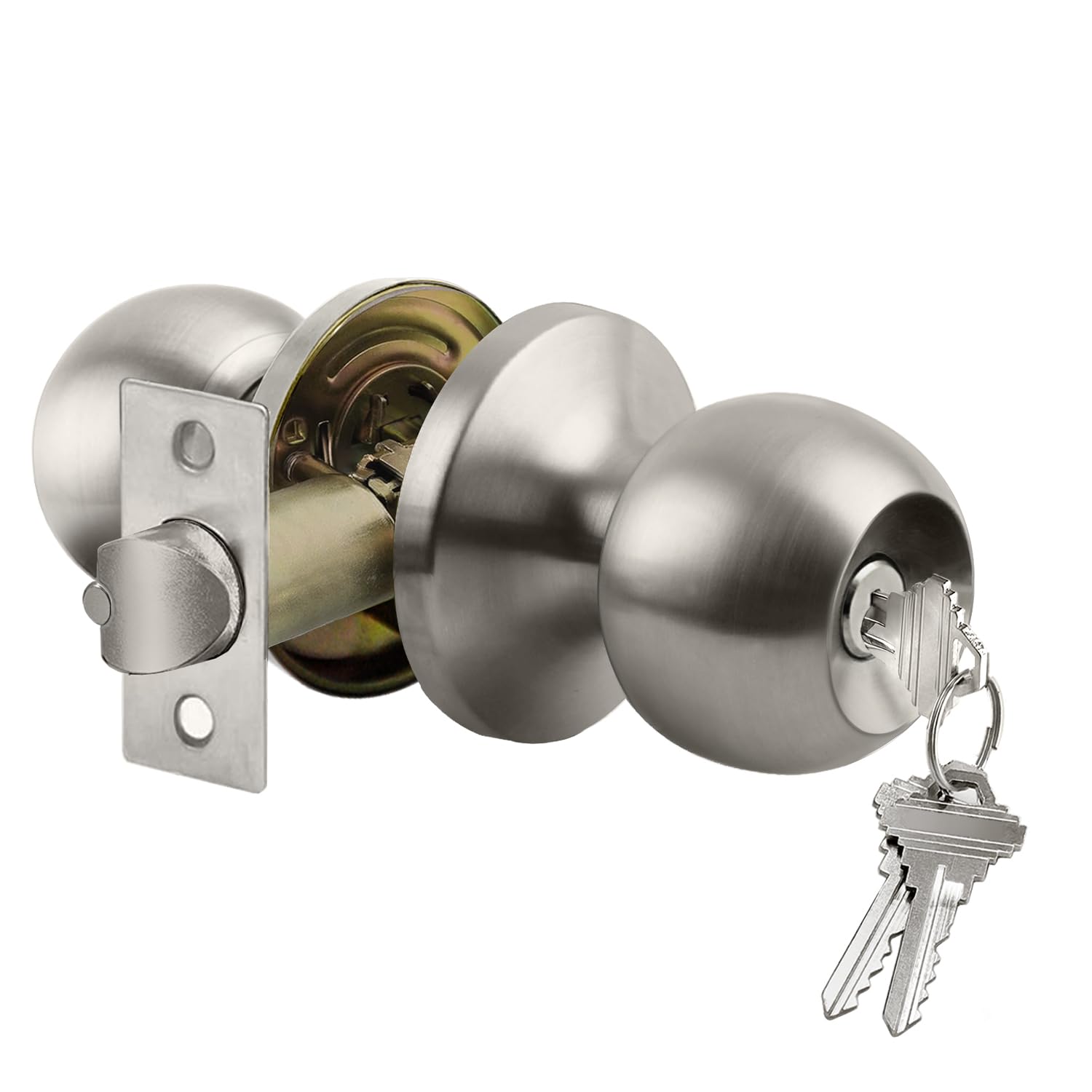 BESTTEN Keyed Entry Door Knob with Lock, Heavy Duty Interior and Exterior Door L