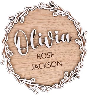 Baby Name Announcement - Engraved Wooden New Baby Plaque, Personalised Baby Arrival Sign, Custom Photography,Social Media Prop