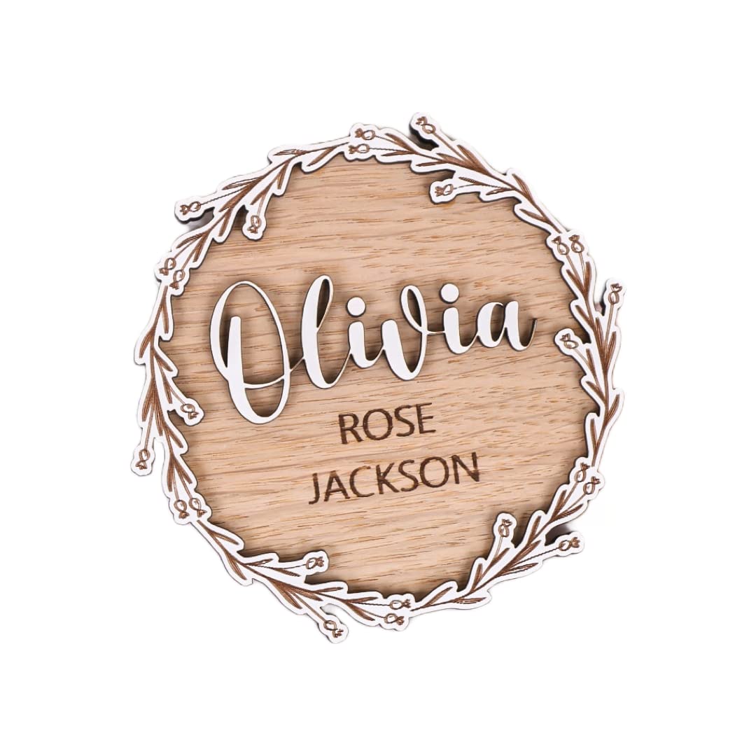 Baby Name Announcement - Engraved Wooden New Baby Plaque, Personalised Baby Arri