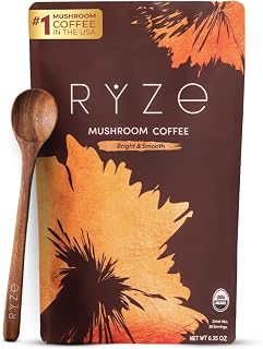 RYZE Organic Mushroom Coffee, Medium Roast, Adaptogenic Blend, 30 Servings | 6 Adaptogenic Mushrooms including Lion's Mane, Turkey Tail & Cordyceps, Made with Organic Coffee, Gluten Free, Vegan
