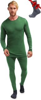 100% Merino Wool Base Layer Men Set - Thermal Underwear Mens + Hiking Socks