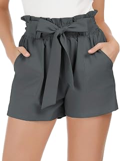 GRACE KARIN Frauen Schleife Tie Taille Sommer Casual Shorts mit Taschen