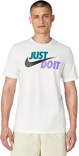 Nike M NSW Tee Just Do It Swoosh T-Shirt, Herren S Weiß/Petrol/violett/schwarz (White/Spirit Teal/Atomic Violet/Black)