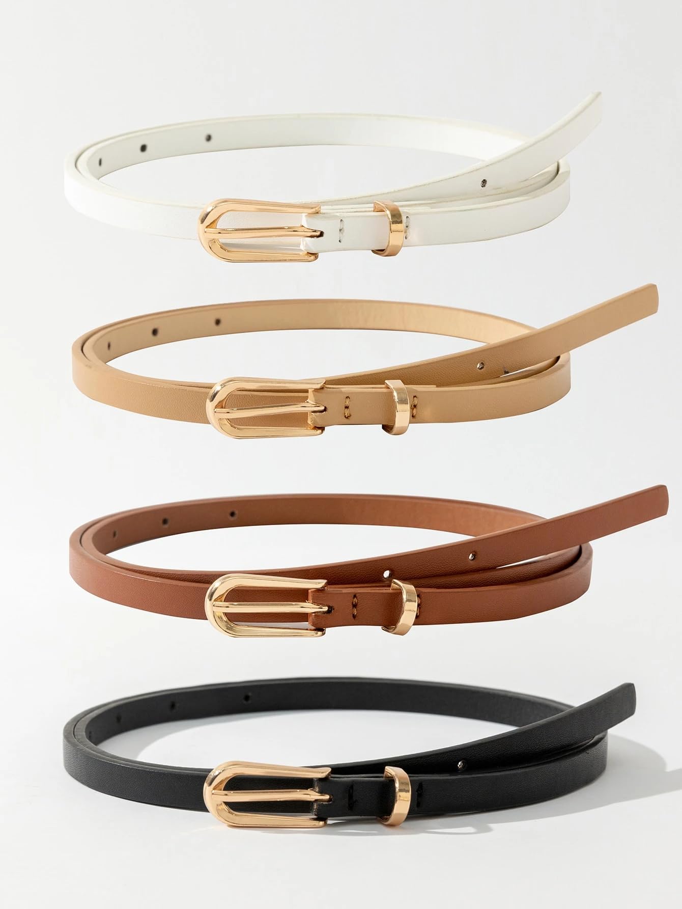 Set of 4 Women's Thin Gold Color Belt Buckle (Tool Not Included) for Summer Scho