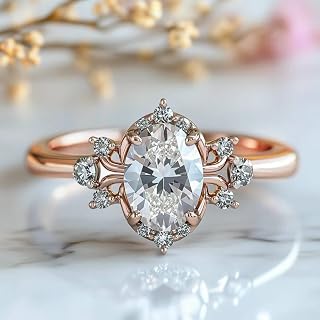 Claw Set Oval Cubic Zirconia Engagement Ring for Women