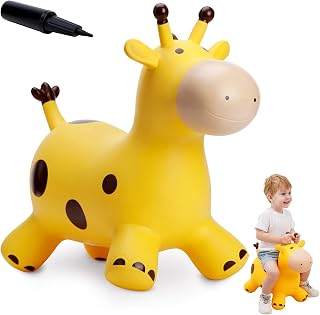 EVERICH TOY Giraffe Bouncy Animal Hopper for Kids 18 Months+, Inflatable Bouncing Hopper Toys, Outdoor Indoor Ride on Horse Bouncer Hopping Toys, Birthday Gifts for Boys Girls 2 3 4 5 6 Years Old