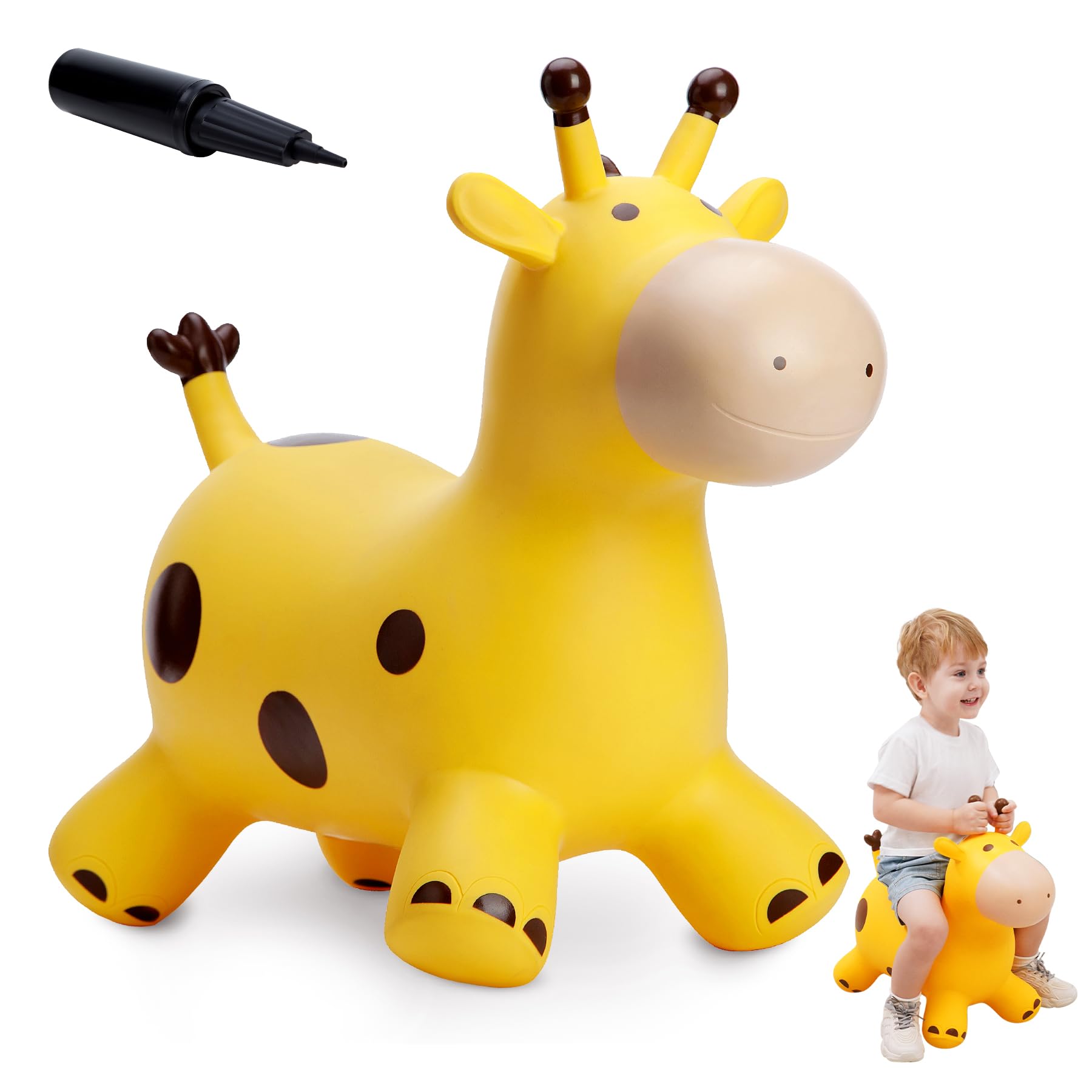 EVERICH TOY Giraffe Bouncy Animal Hopper for Kids 18 Months+, Inflatable Bouncin
