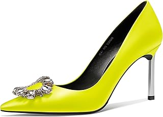 Castamere Women's High Heel Pointed Toe Stiletto High Heel Pumps Slip-on Diamond Crystal Wedding Party 8.5 cm Heels