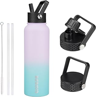 BJPKPK 40oz Insulated Water Bottle with Straw Lid, Stainless Steel Bottle