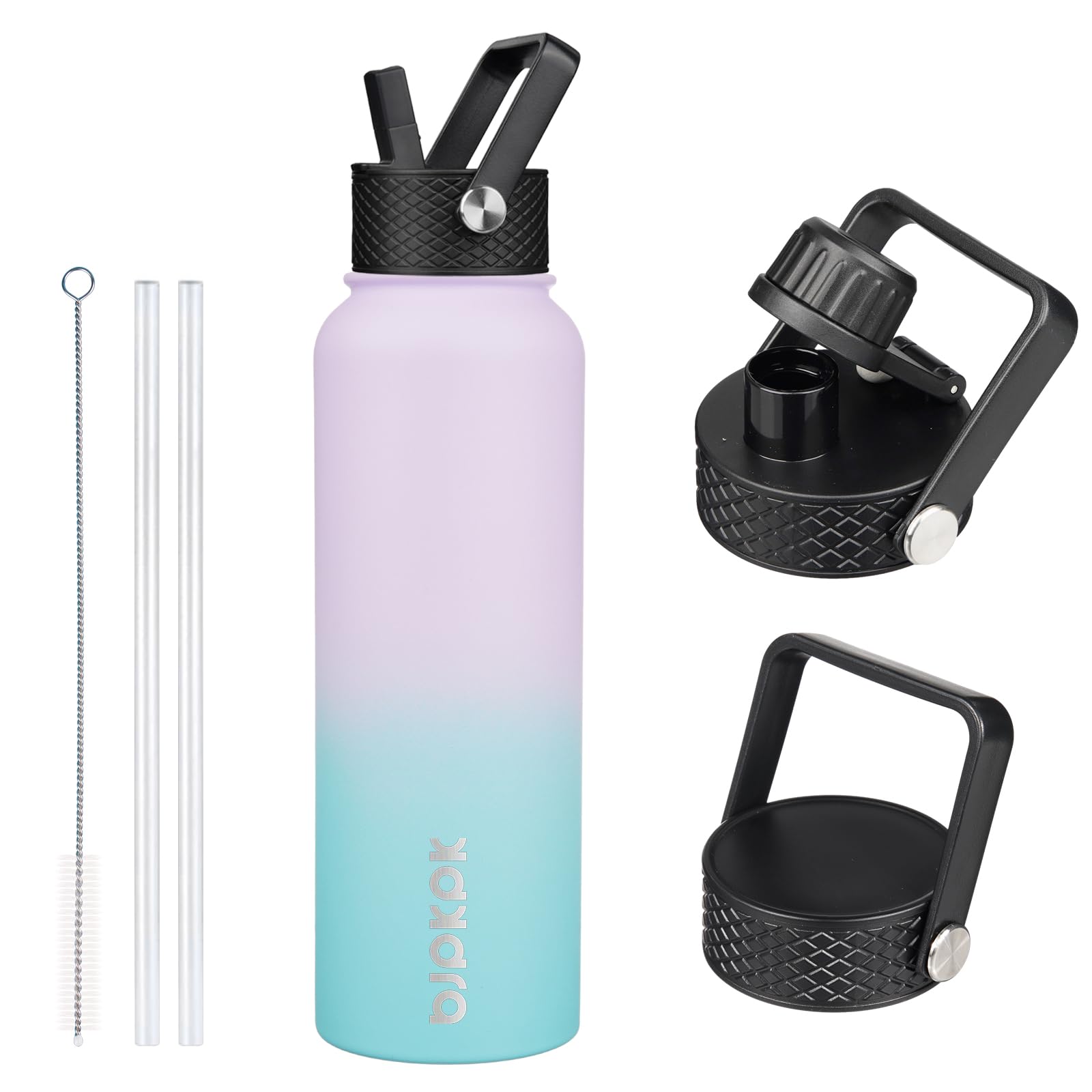BJPKPK 40oz Insulated Water Bottle with Straw Lid, Stainless Steel Bottle
