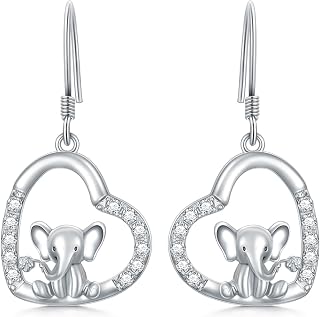 ROMANTICWORK 925 Sterling Silver Rabbit Cat Raccoon Wolf Bee Dangle Hoop Earrings for Women Girls