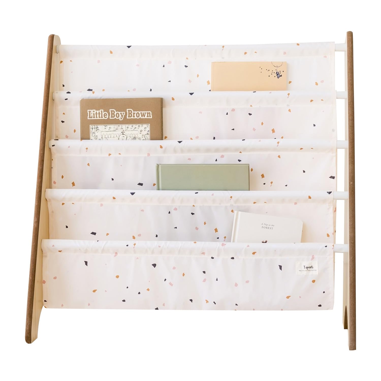 3 Sprouts Kids Bookshelf, 4-Tier Rack, Holds 35 Books, Terrazzo Cream | 4-tier s