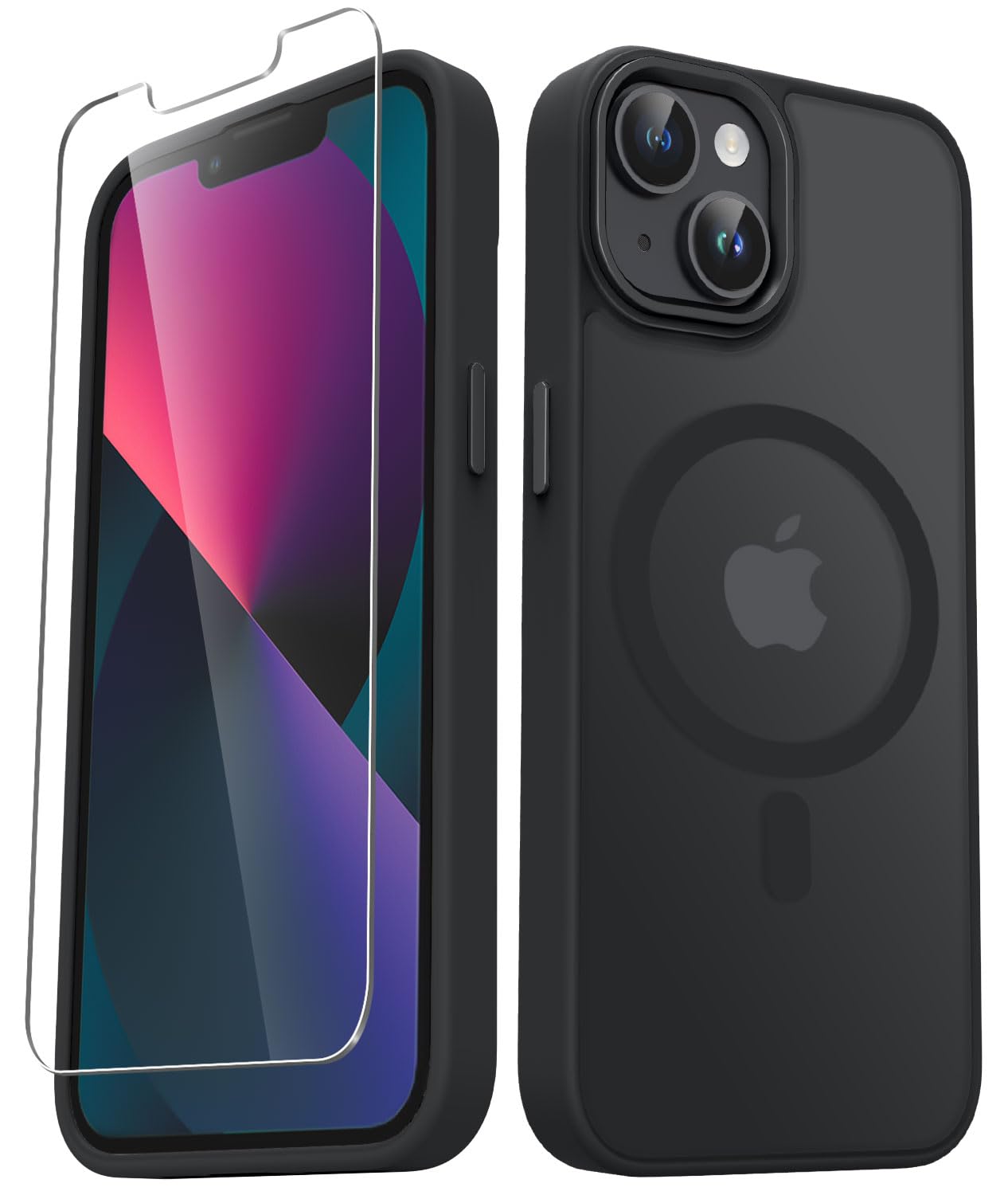 YENAPOON for iPhone 14 Case, iPhone 13 Case, Matte Magnetic Case, Black | Fit fo