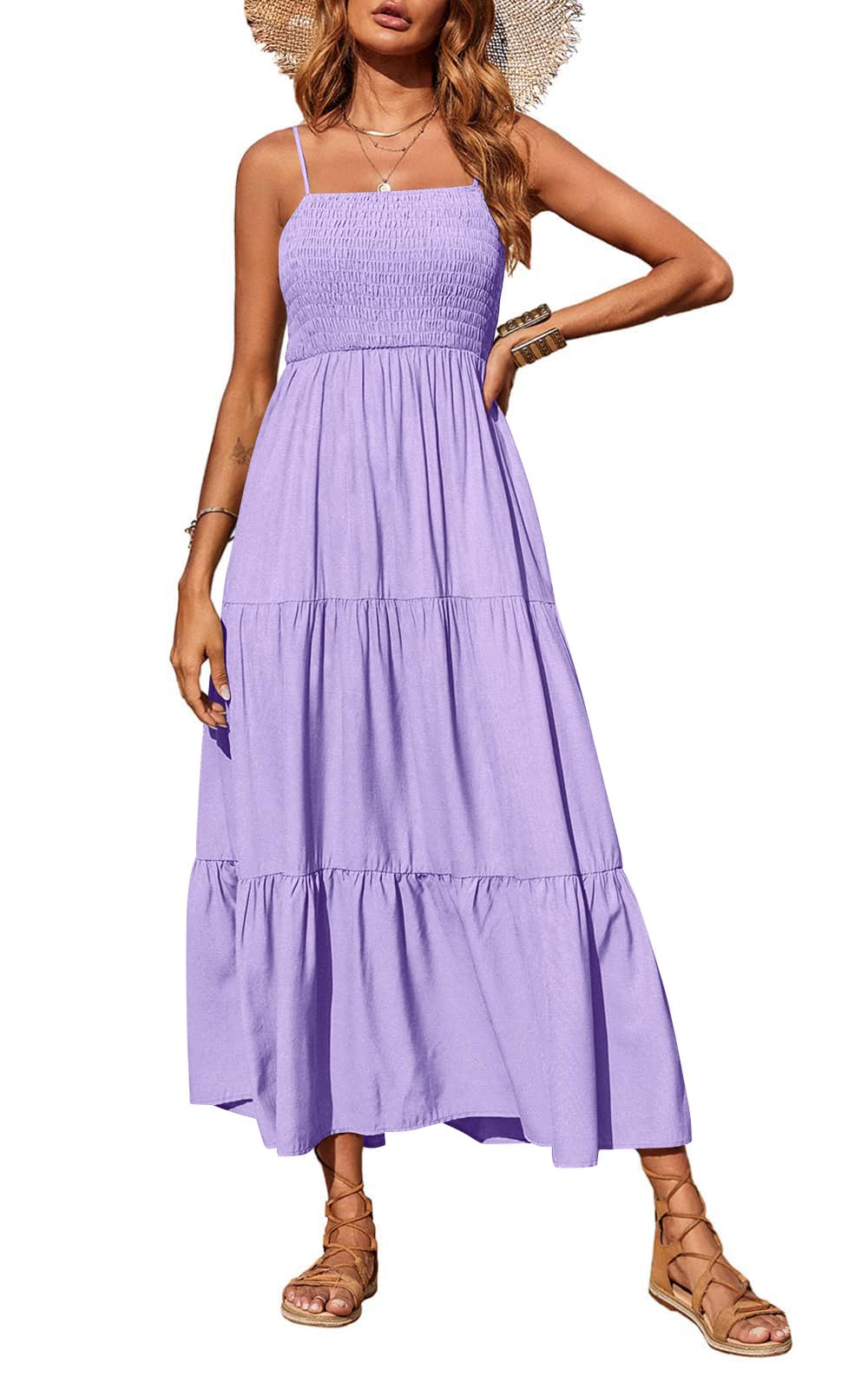 PRETTYGARDEN Women's Summer Maxi Dress 2026 Spaghetti Strap Sundresses | Boho Dr