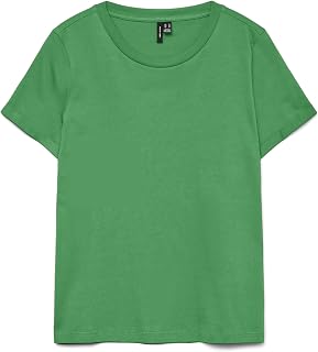 VERO MODA Basic Crewneck T-Shirt with Pleat to the Sleeves.