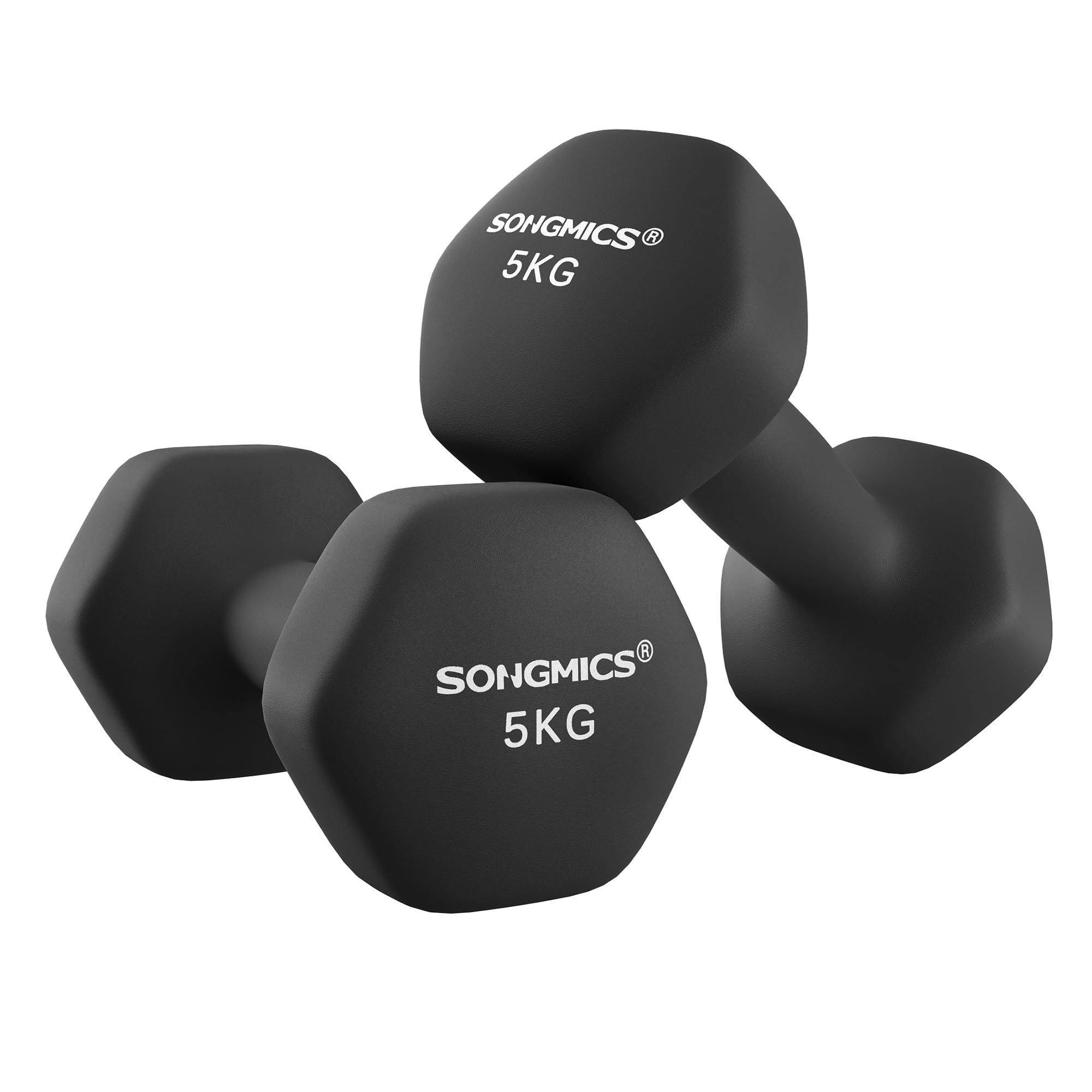 SONGMICS Set of 2 Hex Dumbbells with Neoprene Coating for Strength Training, Fit