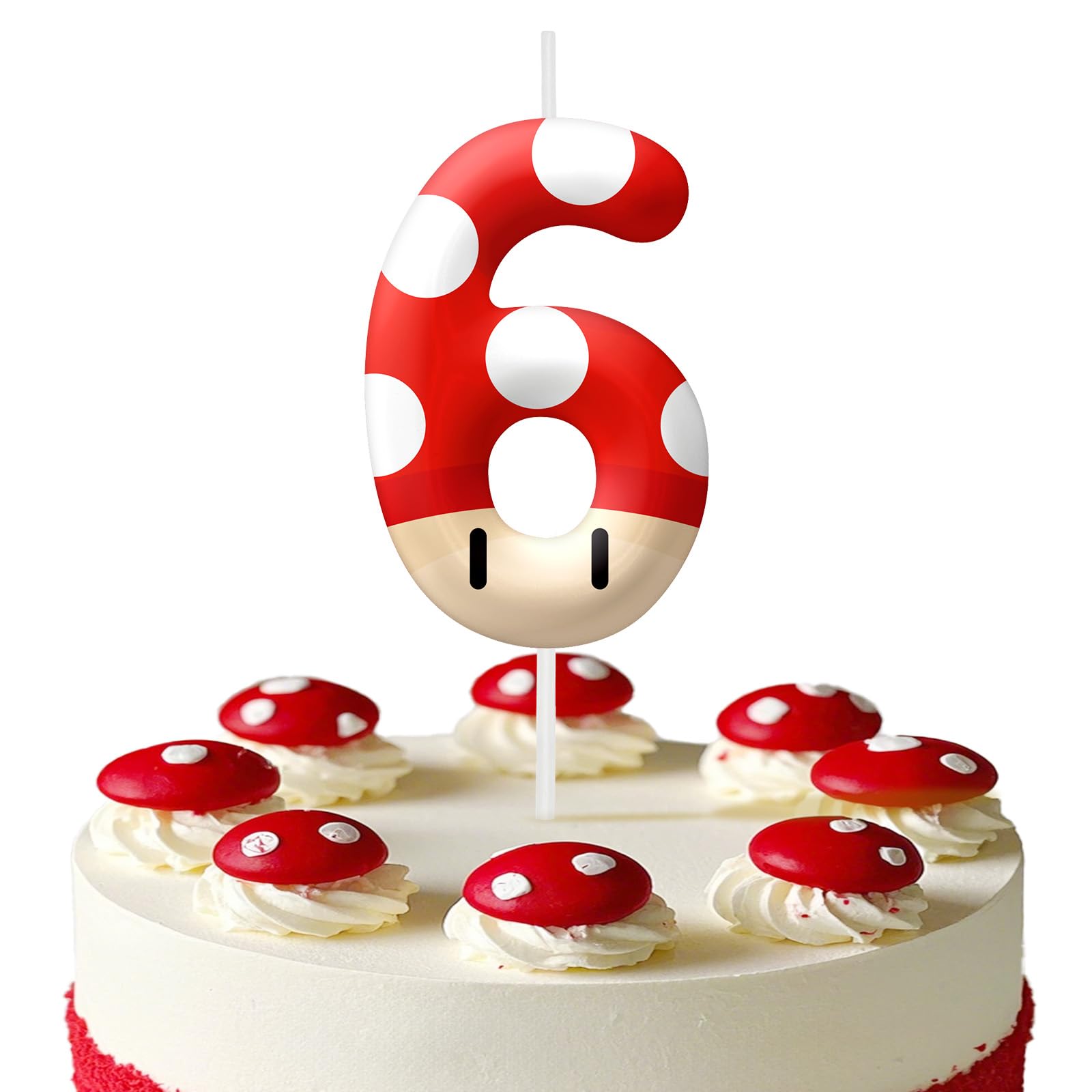 Red Cartoon Birthday Candles, Number 6 Candle Themed Birthday Party Supplies, 2.