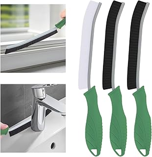 TQRR Hard Bristle Crevice Cleaning Brush UK-Thin Gap Cleaning Brush, Grout Brush, Kitchen Brush, Cleaning Tools for Toilet, Bathroom, Home, Bathtub, Sink, Household, Window (3, Green)