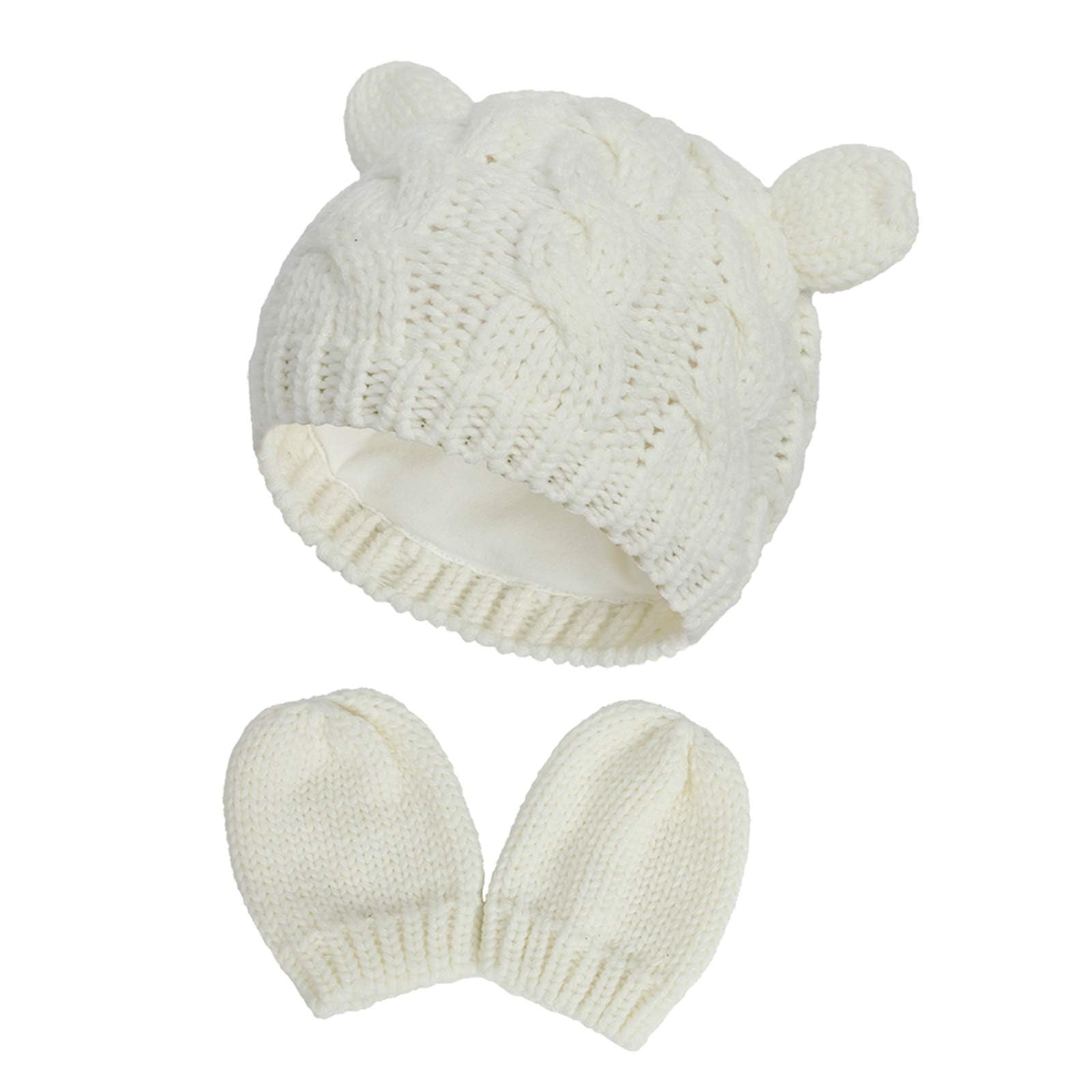 RAOEXI Baby Toddler Hat and Mitten Set Winter Knitted Thick Warm Beanie Cap Glov