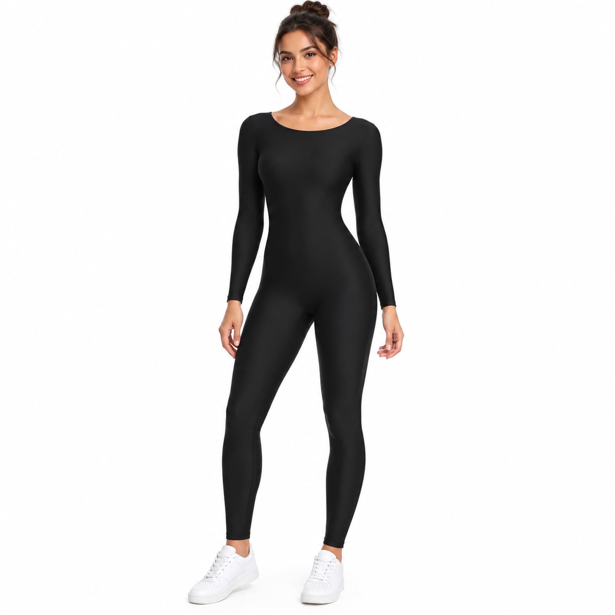 OVIGILY Women's Long Sleeve Unitard Dance Costume Spandex Full Body Suits One Pi